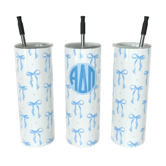 Alpha Delta Pi Monogram Bow Skinny Tumbler - Ivy Society