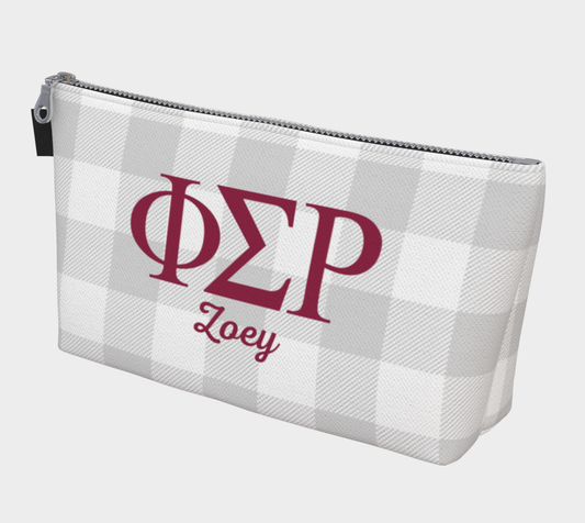 Phi Sigma Rho Personalized Gingham Makeup Bag
