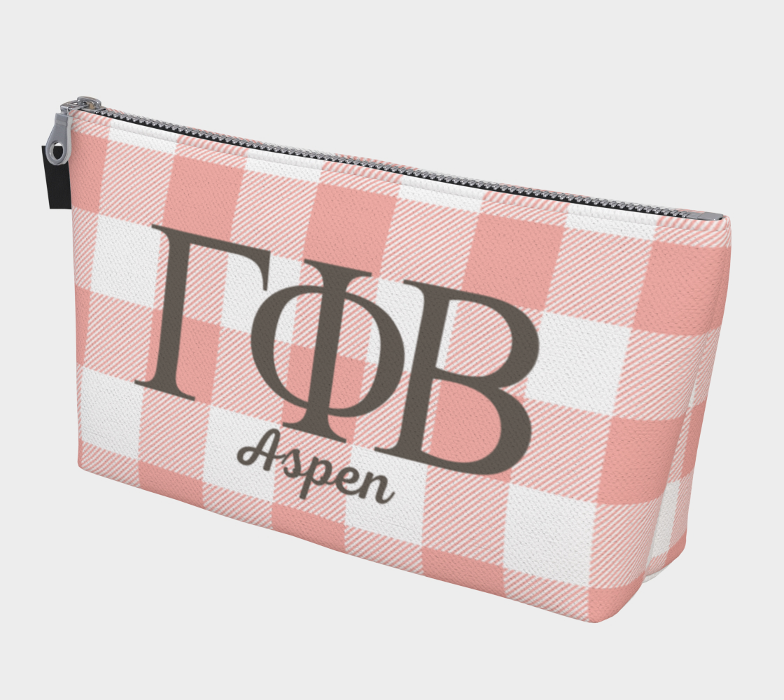 Gamma Phi Beta Personalized Gingham Makeup Bag