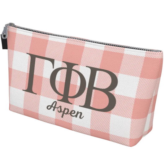 Gamma Phi Beta Personalized Gingham Makeup Bag