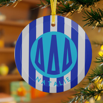 Tri Delta Personalized Stripe Glass Ornament - Ivy Society