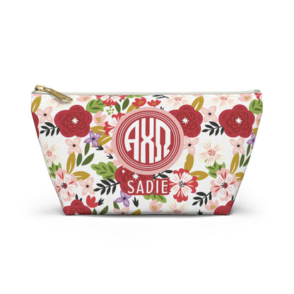 Alpha Chi Omega Personalized Floral Makeup Bag - Ivy Society