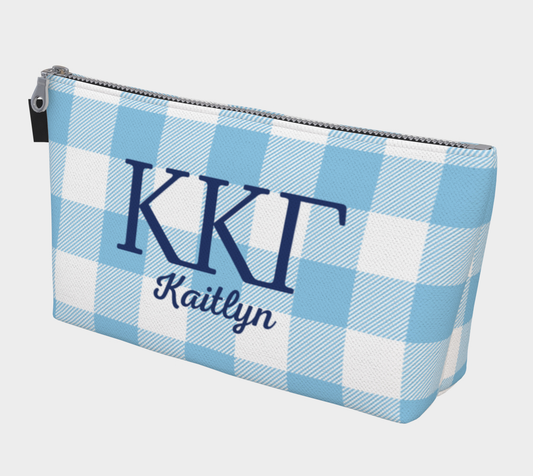 Kappa Kappa Gamma Personalized Gingham Makeup Bag