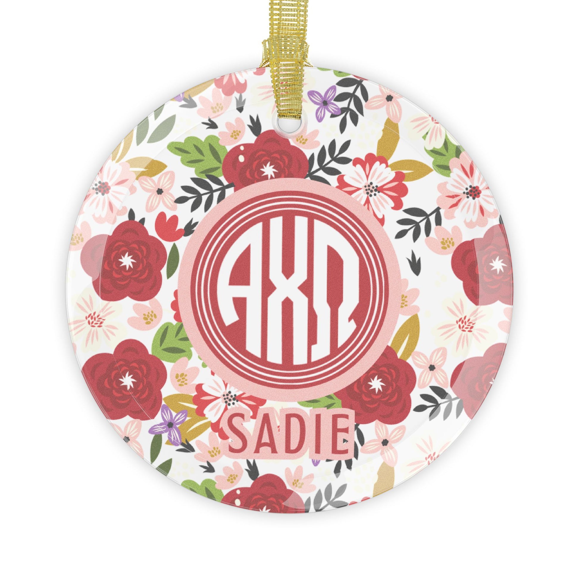 Alpha Chi Omega Personalized Floral Ornament - Ivy Society