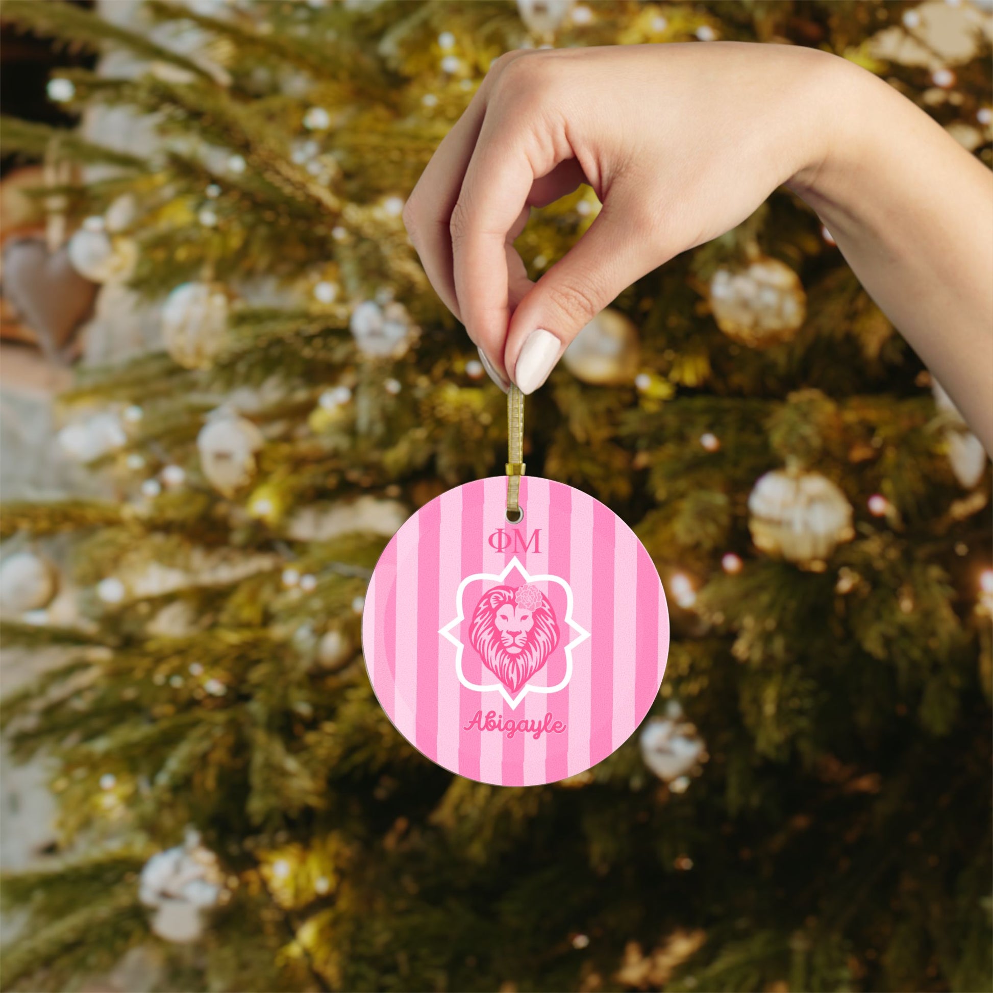 Phi Mu Personalized Quatrefoil Ornament - Ivy Society