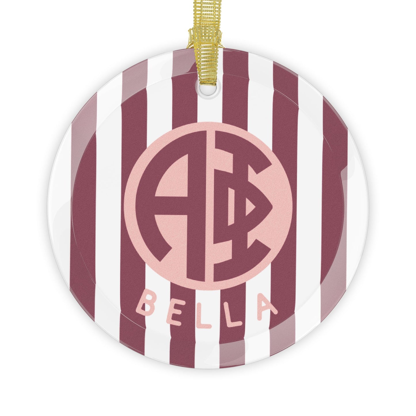 Alpha Phi Personalized Stripe Glass Ornament - Ivy Society