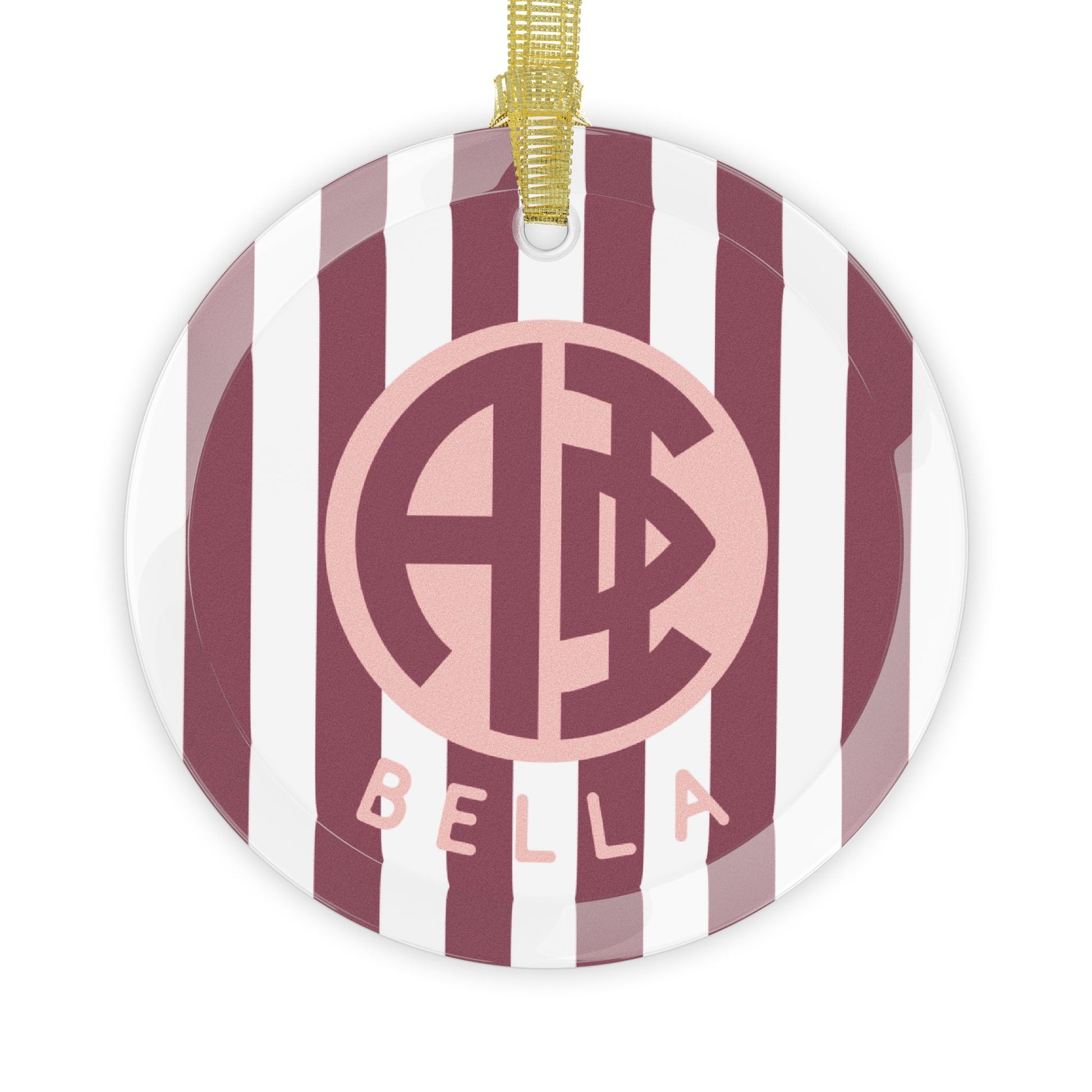 Alpha Phi Personalized Stripe Glass Ornament - Ivy Society