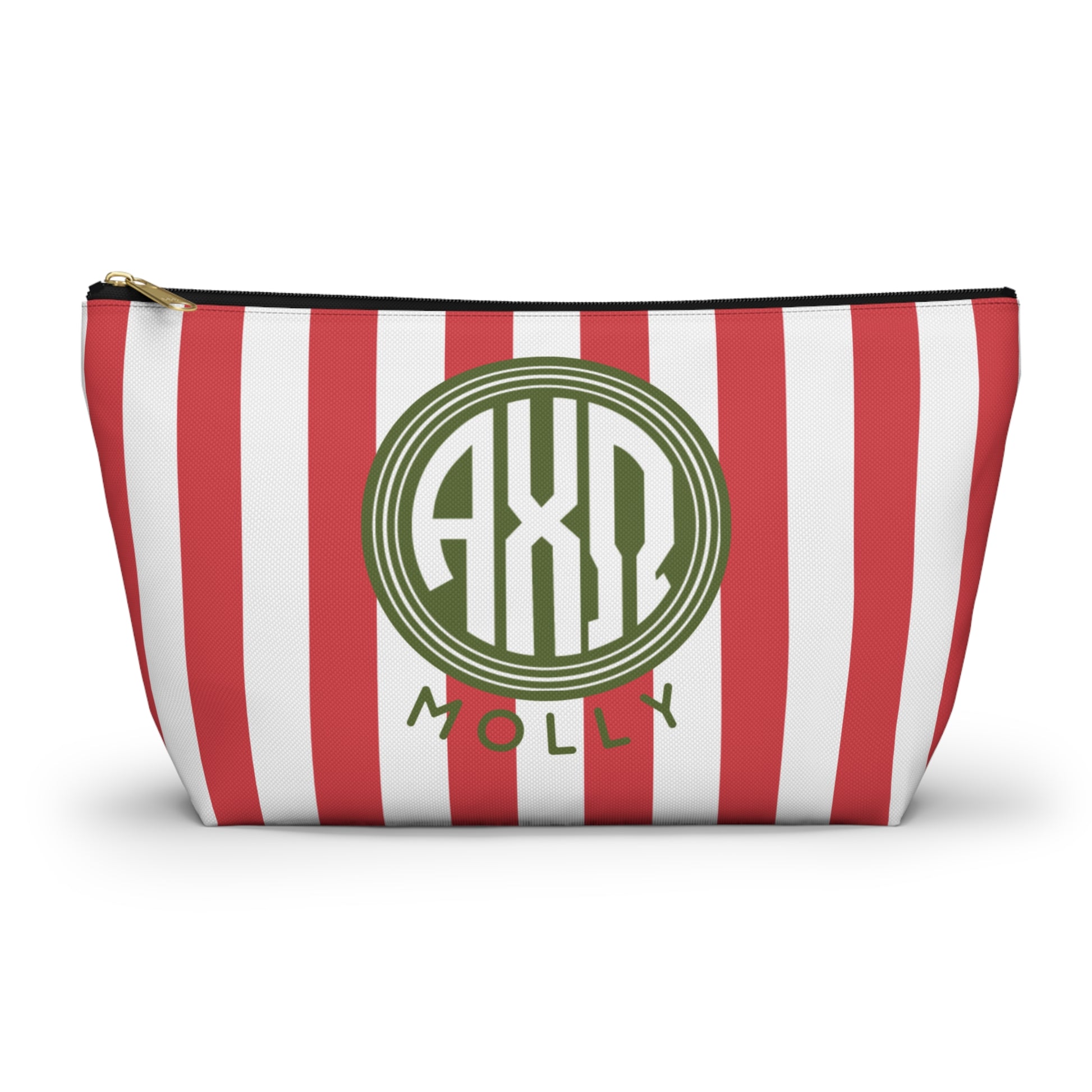 Alpha Chi Omega Personalized Stripe Makeup Bag - Ivy Society