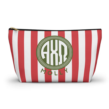 Alpha Chi Omega Personalized Stripe Makeup Bag - Ivy Society