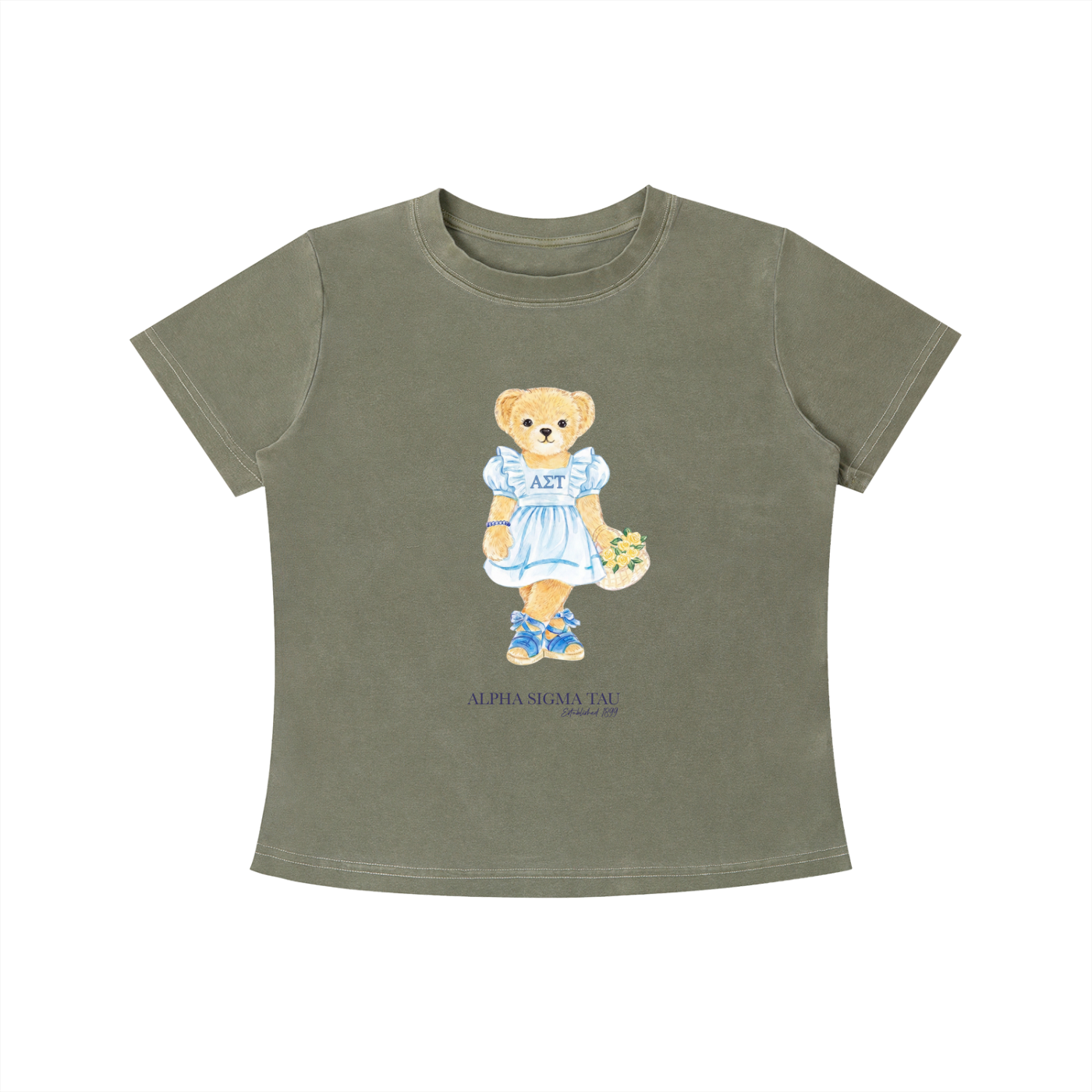 Alpha Sigma Tau Flower Bear T Shirt
