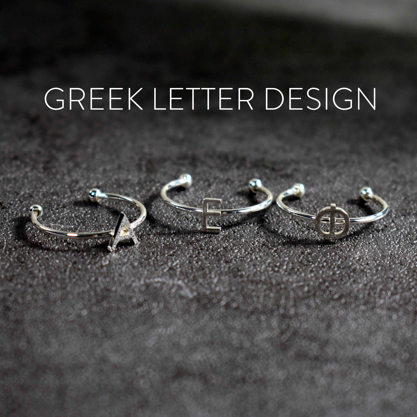 Alpha Phi Silver Stacking Ring Set