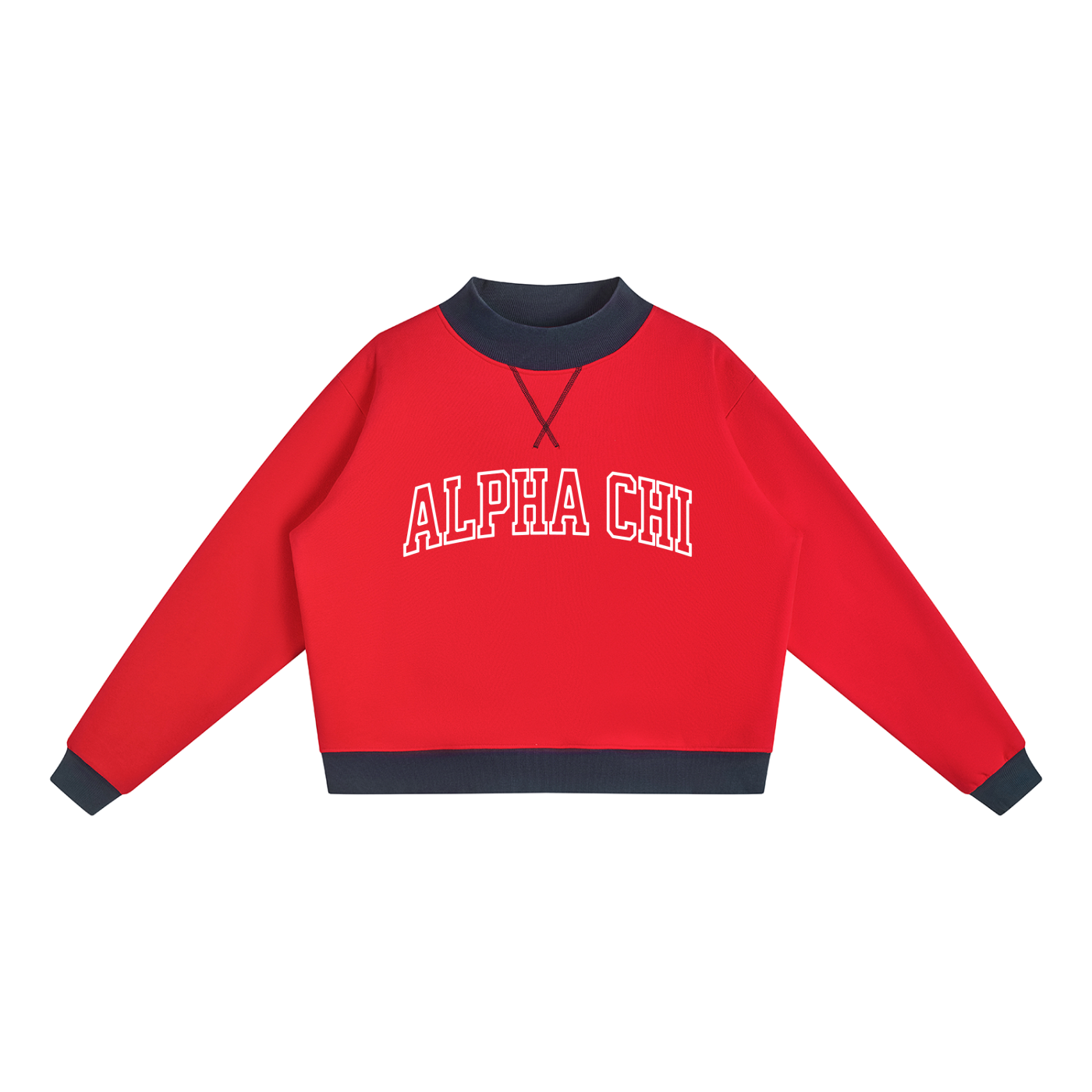 Alpha Chi Omega Two Tone Mock Neck Sweatshirt