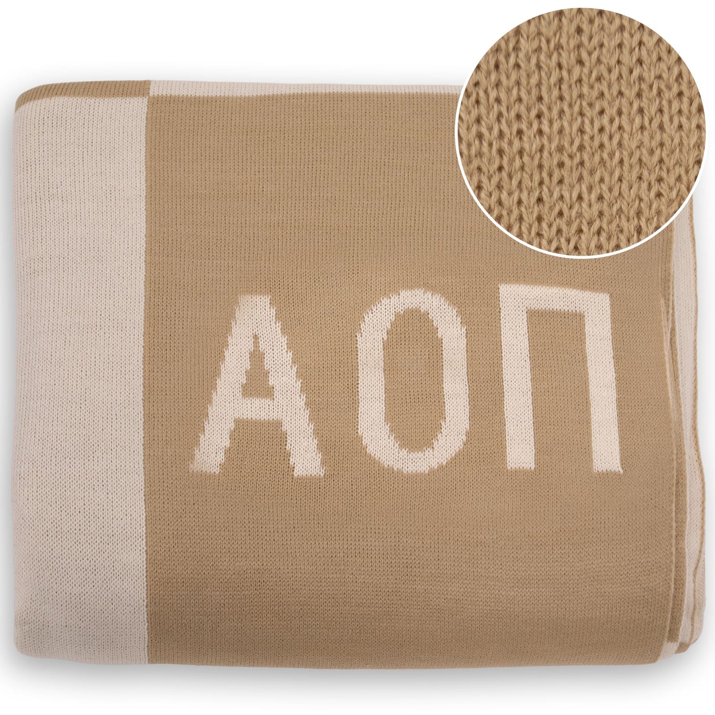 Alpha Omicron Pi Checkered Knit Blanket