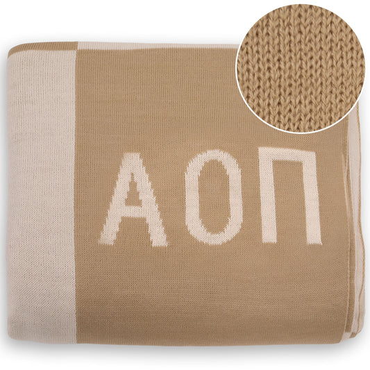 Alpha Omicron Pi Checkered Knit Blanket