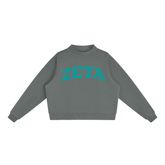 Zeta Tau Alpha Turquoise Mock Neck Sweatshirt