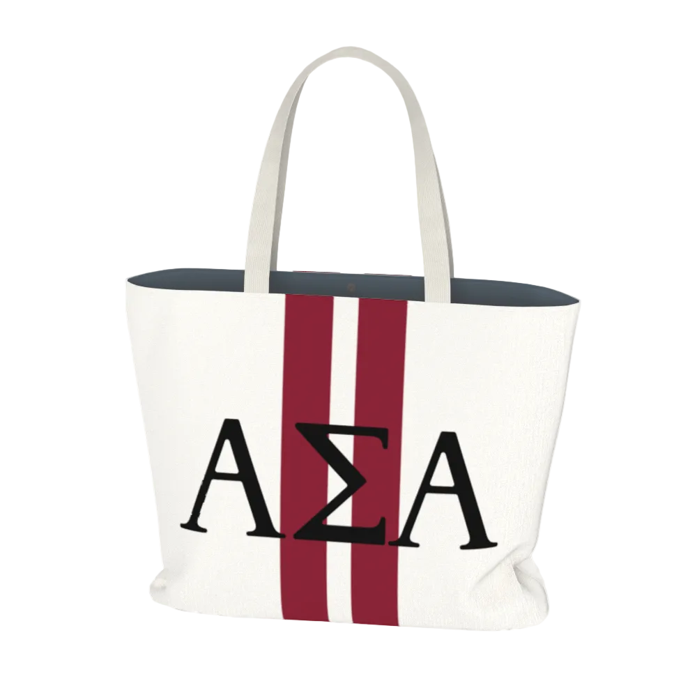 Alpha Sigma Alpha Personalized Stripe Tote Bag