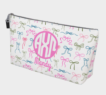 Alpha Chi Omega Personalized Bow Makeup Bag