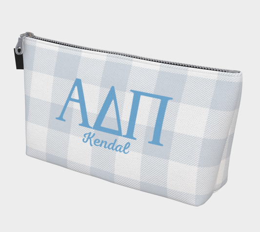 Alpha Delta Pi Personalized Gingham Makeup Bag