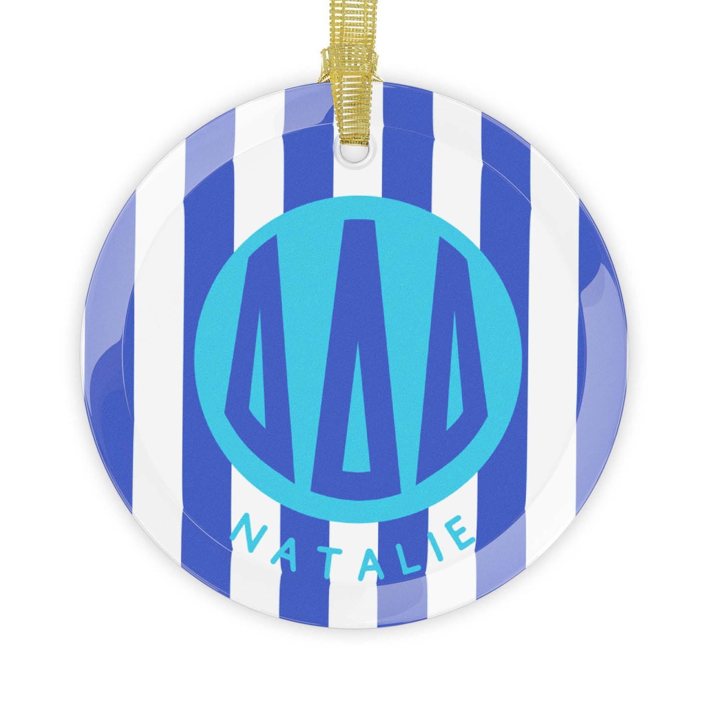 Tri Delta Personalized Stripe Glass Ornament - Ivy Society