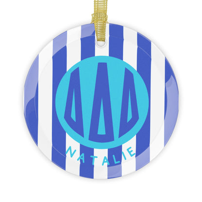 Tri Delta Personalized Stripe Glass Ornament - Ivy Society