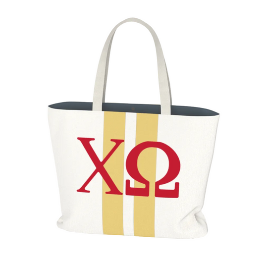 Chi Omega Personalized Stripe Tote Bag - Ivy Society