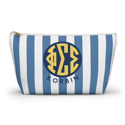 Phi Sigma Sigma Personalized Stripe Makeup Bag - Ivy Society