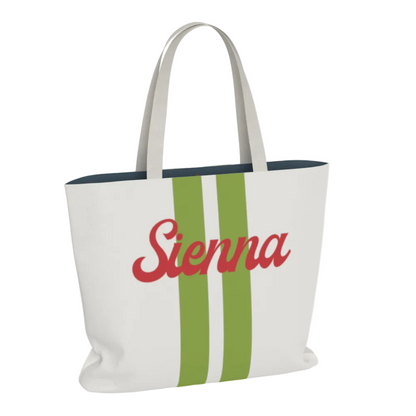 Alpha Chi Omega Personalized Stripe Tote Bag - Ivy Society