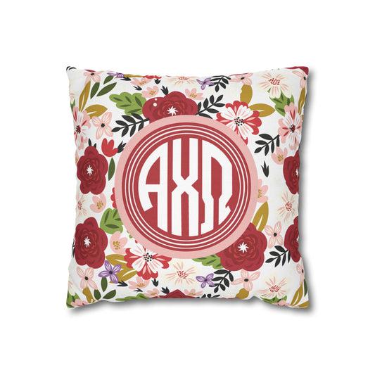 Alpha Chi Omega Floral Throw Pillow Cover - Ivy Society