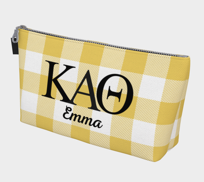 Kappa Alpha Theta Personalized Gingham Makeup Bag