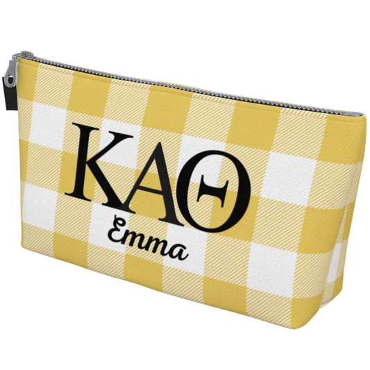 Kappa Alpha Theta Personalized Gingham Makeup Bag