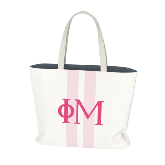 Phi Mu Personalized Stripe Tote Bag