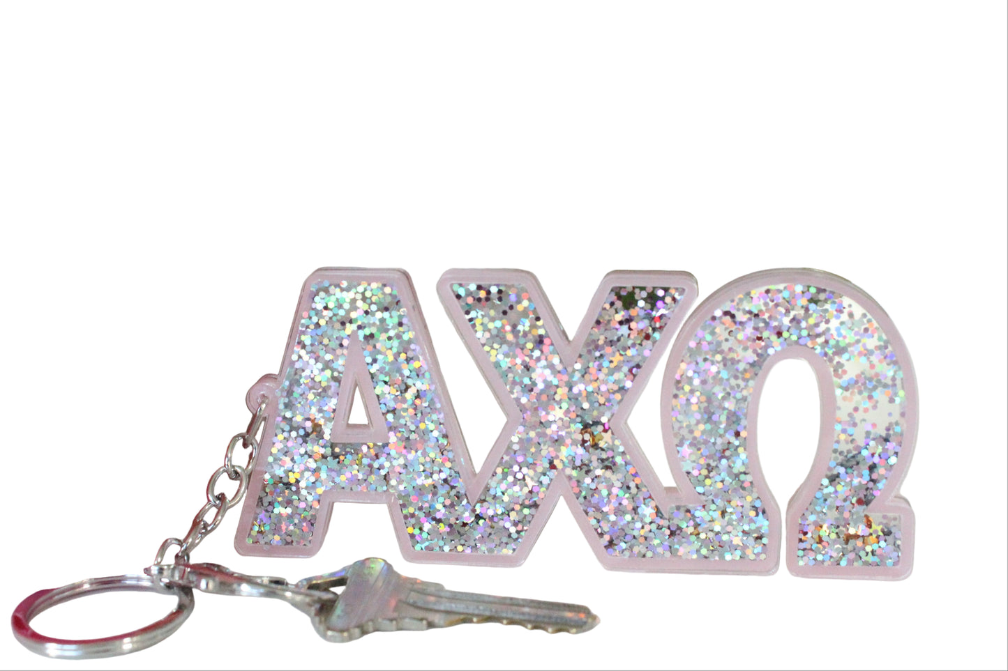 Alpha Chi Omega Glitter Keychain