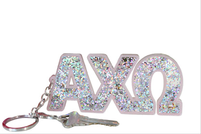 Alpha Chi Omega Glitter Keychain