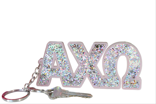 Alpha Chi Omega Glitter Keychain
