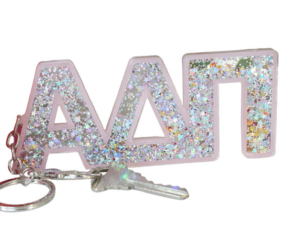 Alpha Delta Pi Glitter Keychain