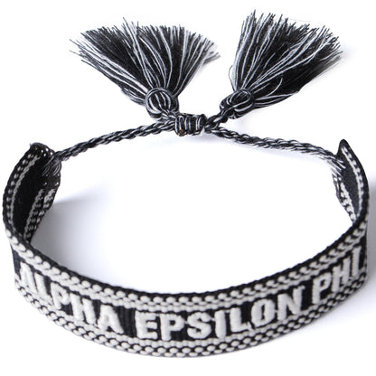Alpha Epsilon Phi Black & White Woven Bracelet
