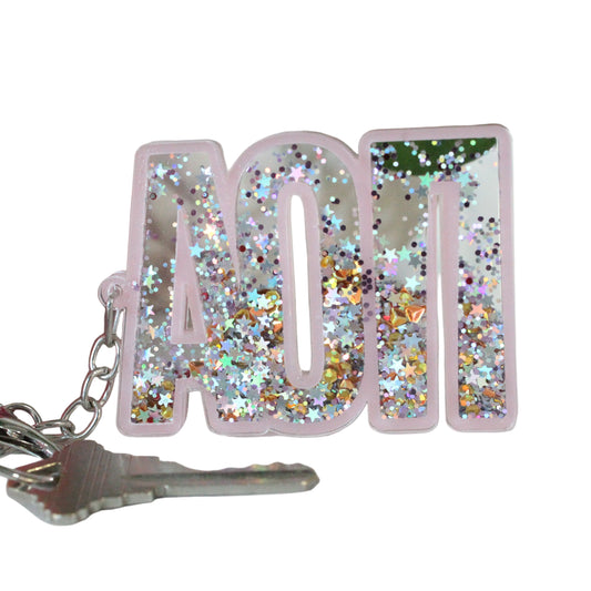 Alpha Omicron Pi Glitter Keychain