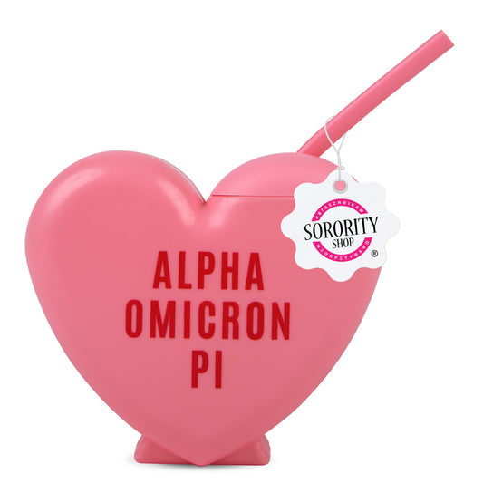 Alpha Omicron Pi Heart Tumbler