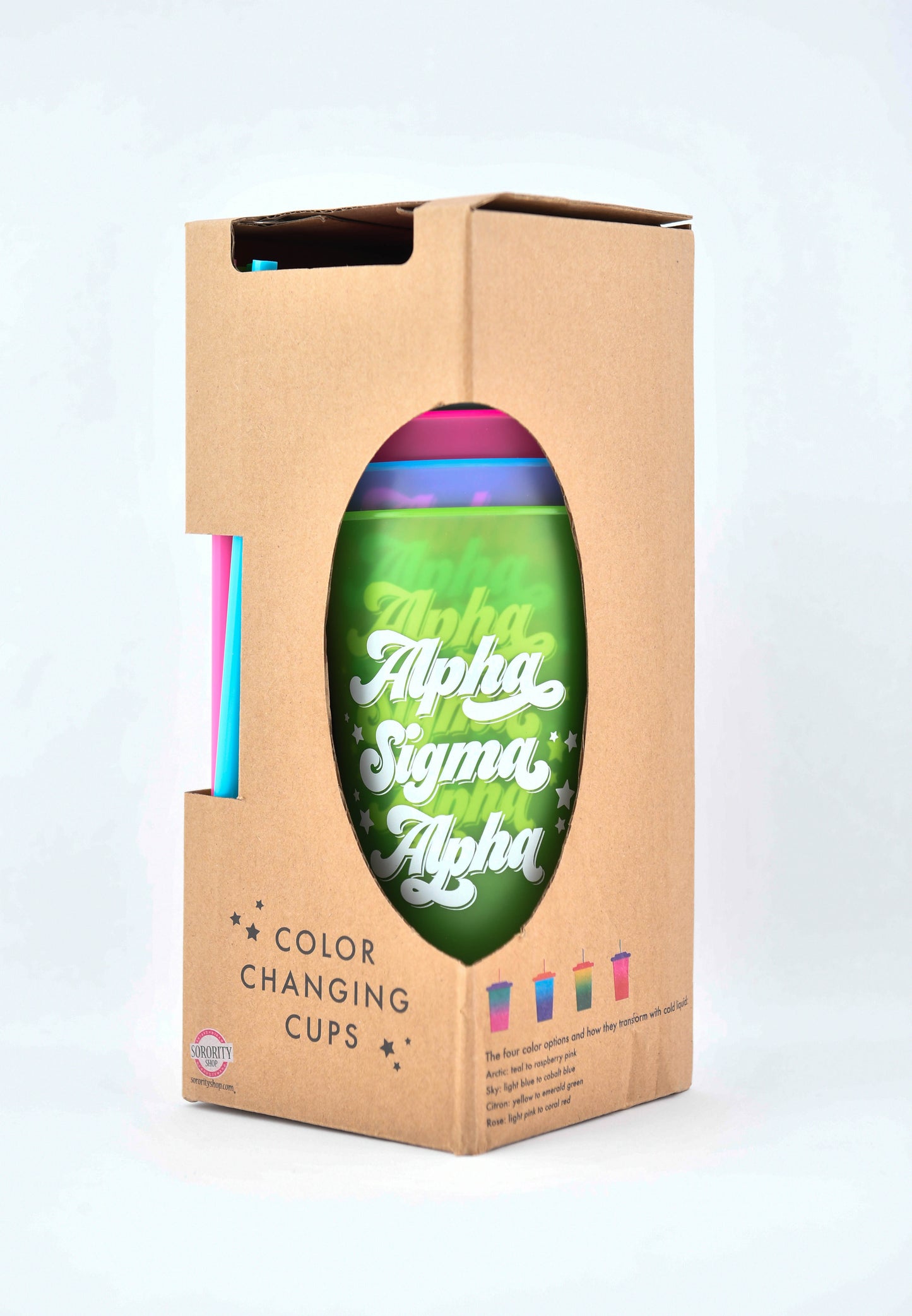 Alpha Sigma Alpha Color Changing Cups 4 Pack
