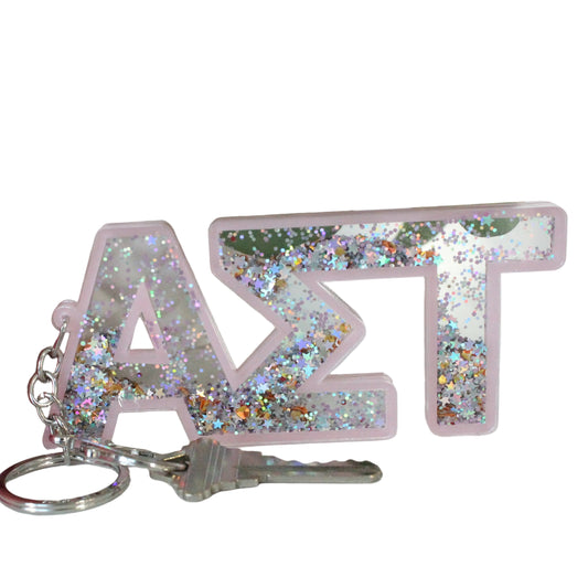 Alpha Sigma Tau Glitter Keychain