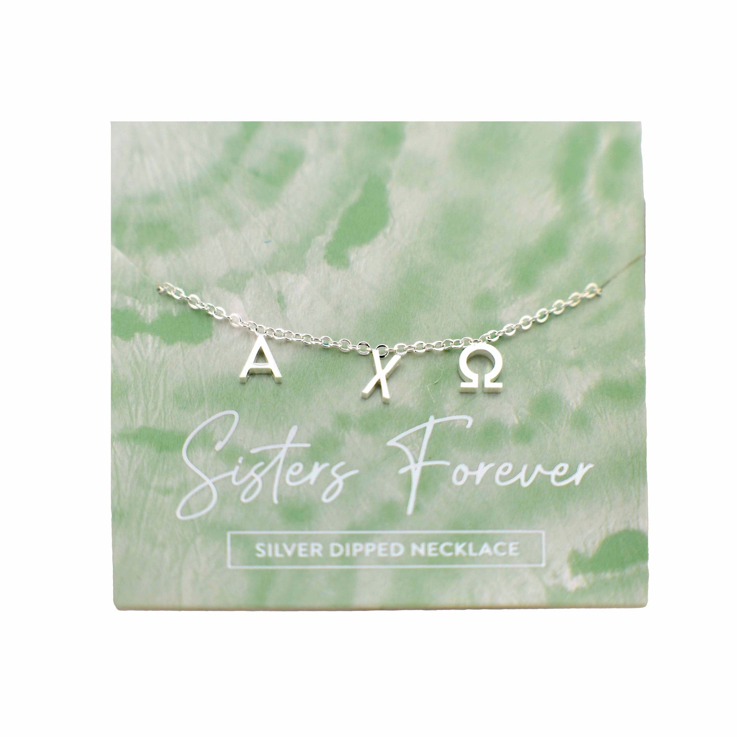 Alpha Chi Omega Silver Greek Letters Necklace