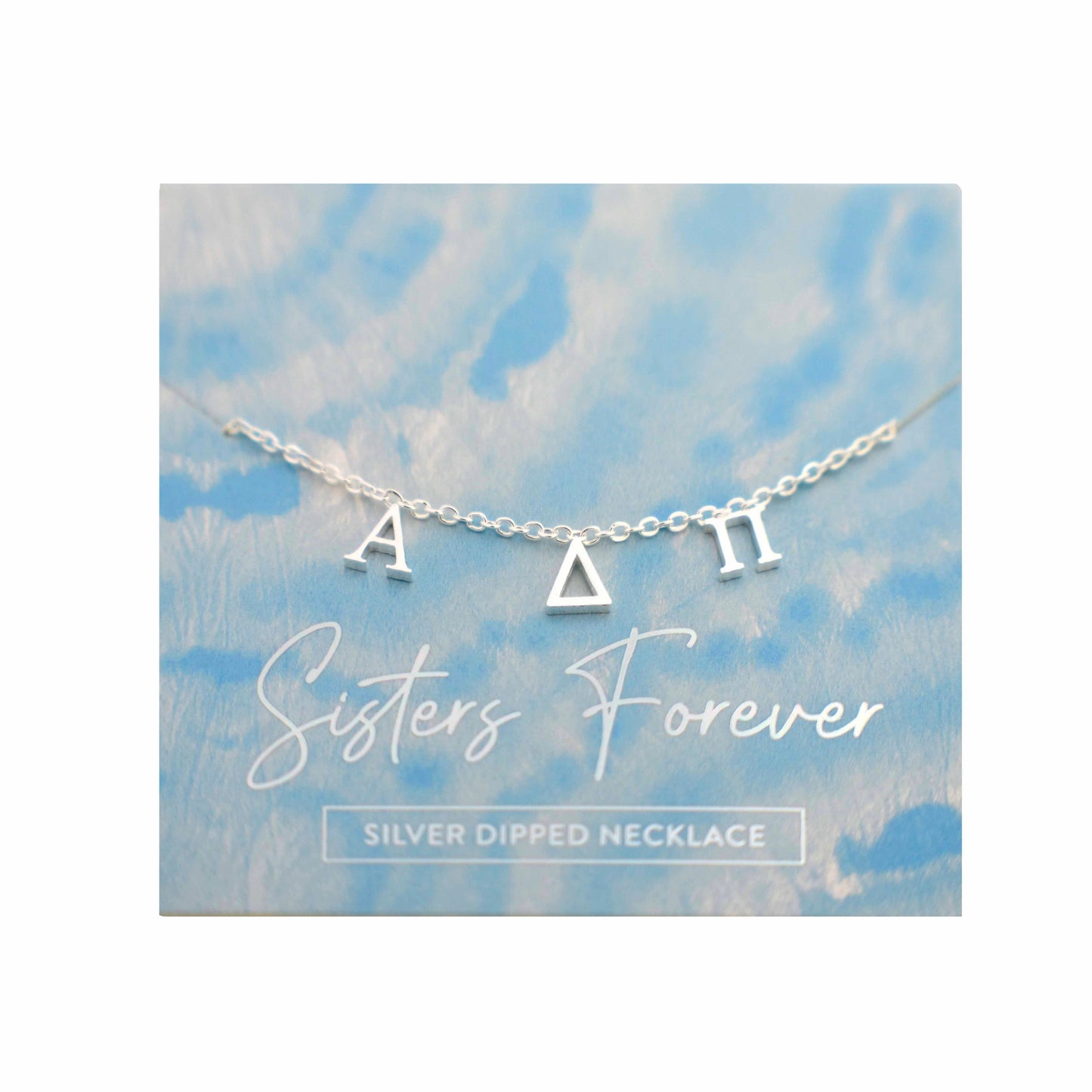 Alpha Delta Pi Silver Letters Necklace