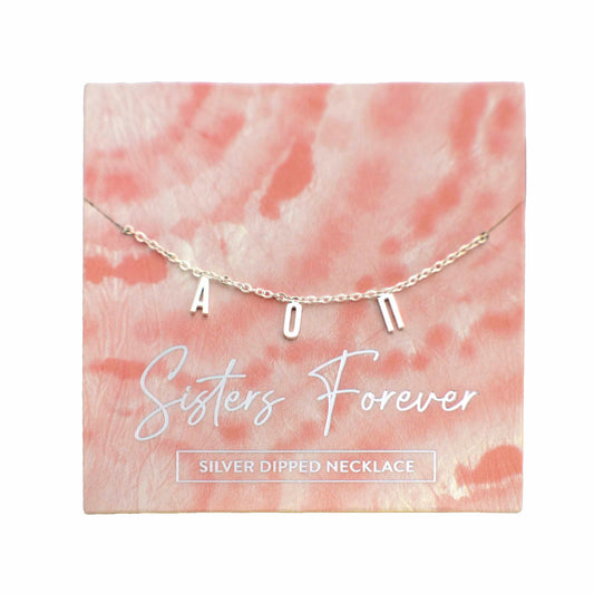 Alpha Omicron Pi Silver Letters Necklace