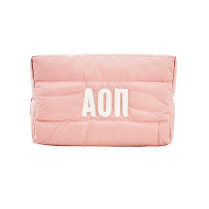 Alpha Omicron Pi Puffer Makeup Bag