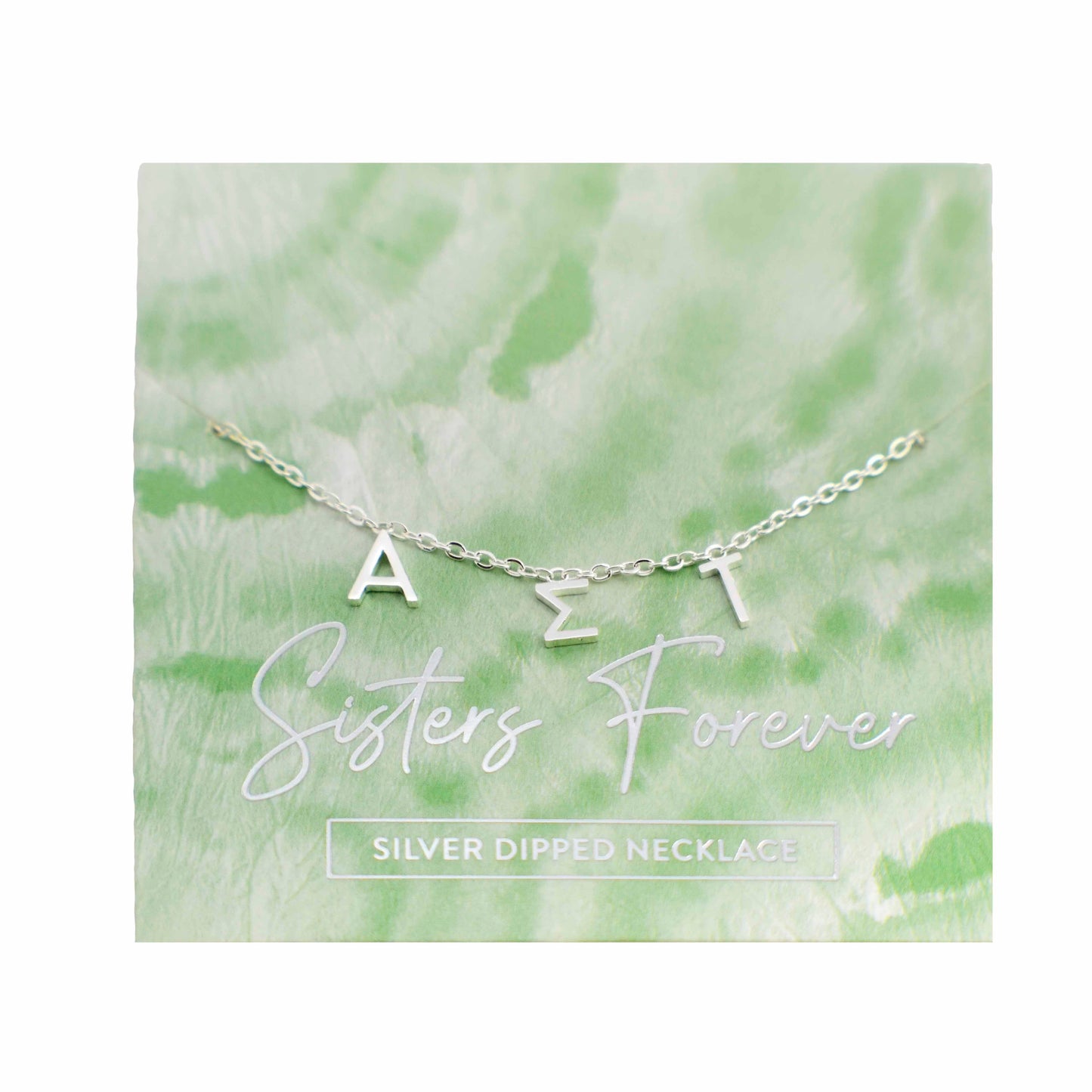 Alpha Sigma Tau Silver Letters Necklace - Ivy Society