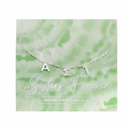 Alpha Sigma Tau Silver Letters Necklace