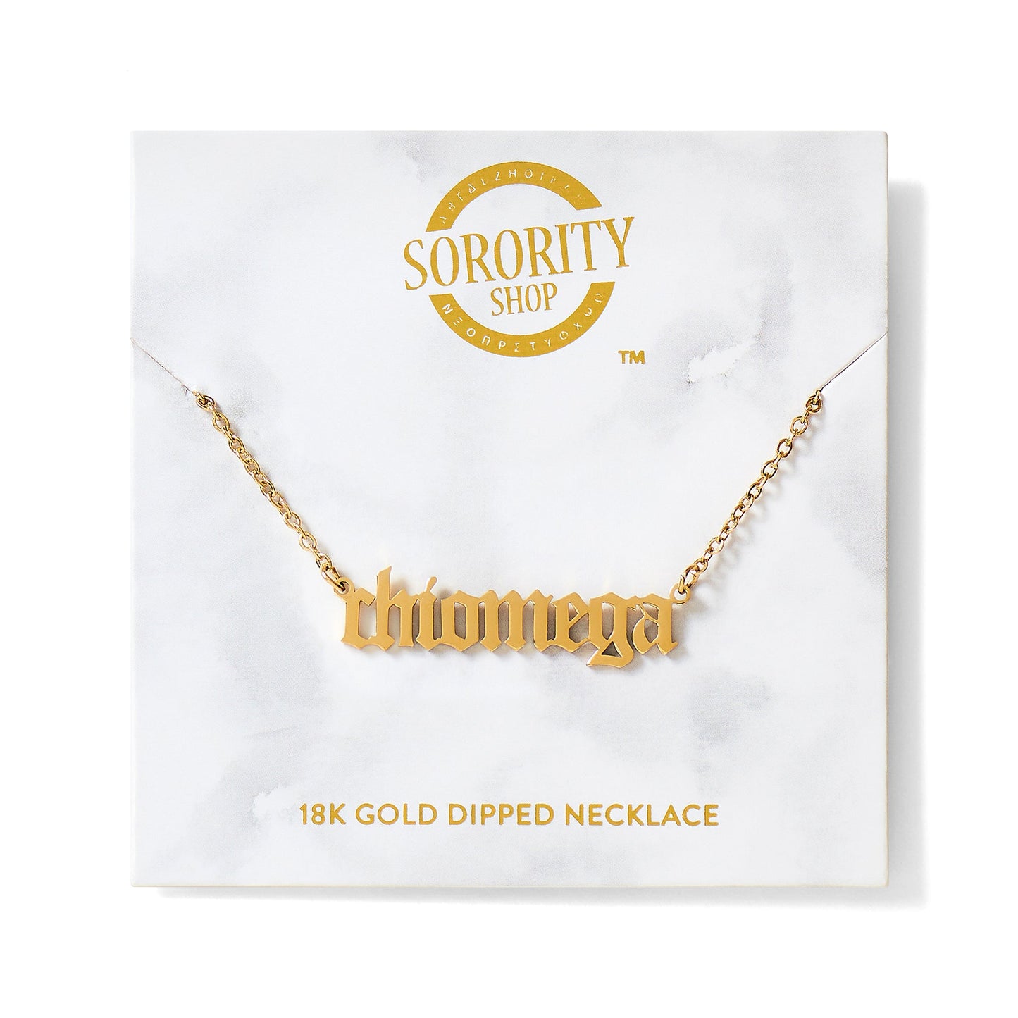 Chi Omega Old English Necklace