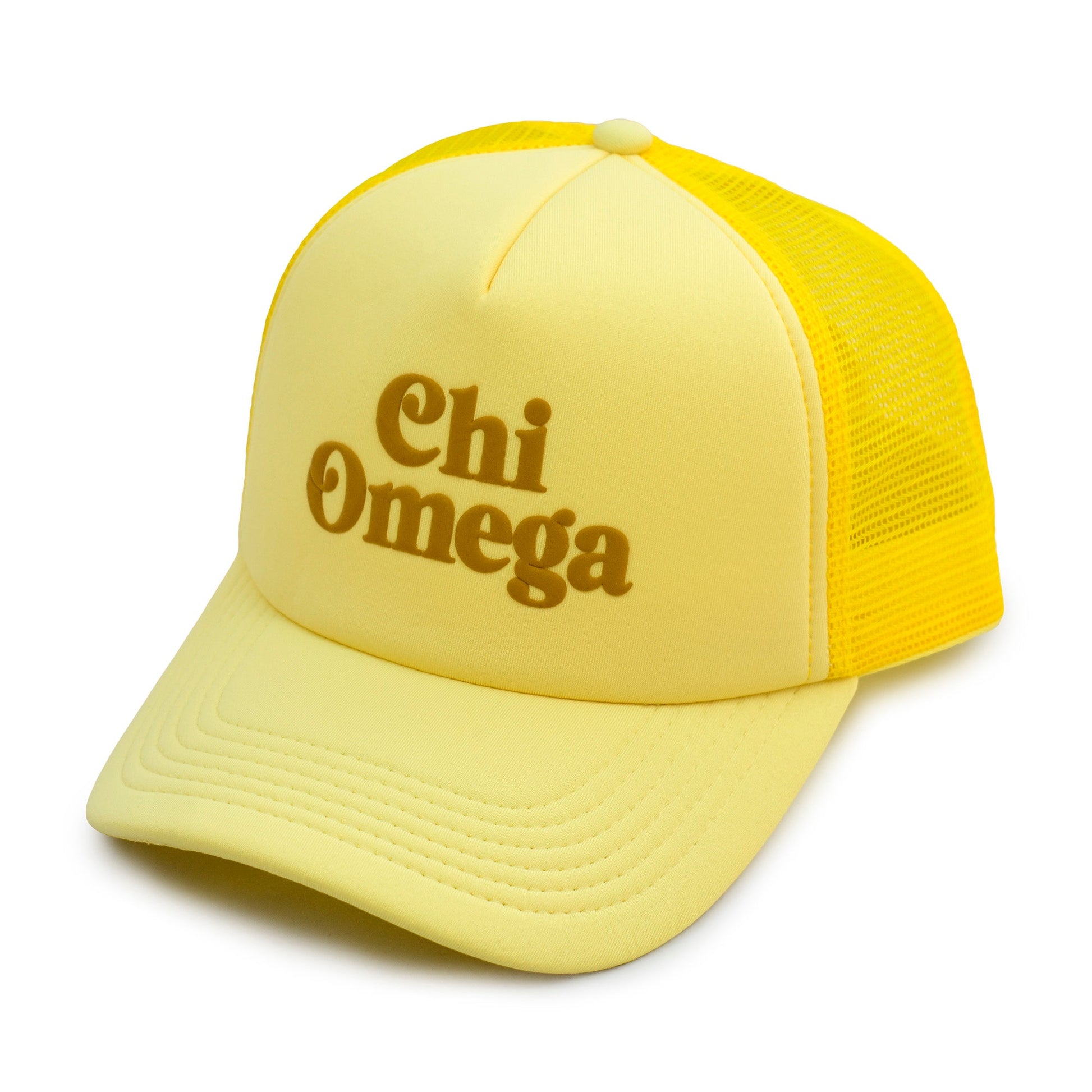 Chi Omega Puff Print Trucker Hat - Ivy Society
