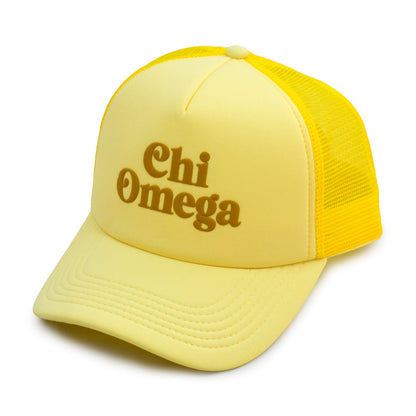 Chi Omega Puff Print Trucker Hat - Ivy Society