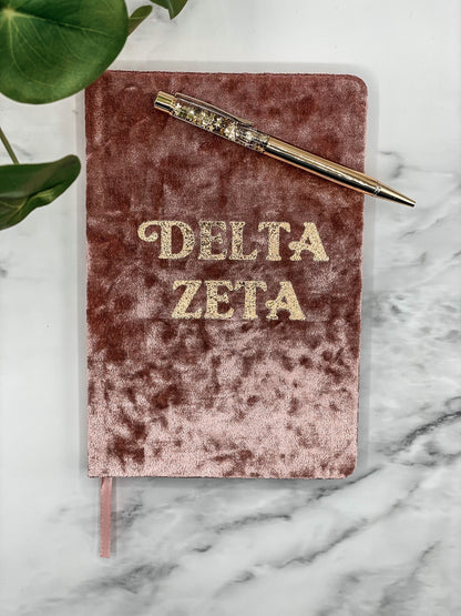 Delta Zeta Velvet Notebook - Ivy Society